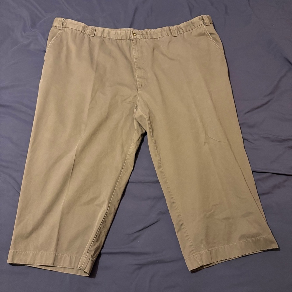 George Foreman Pants Men 58R 58X26 Gray Chino Comfort Zone Pleated Flat Front